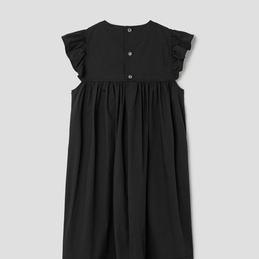 GANNI Stretch Cotton Frill Sleeve Dress - Black