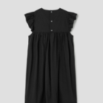 GANNI Stretch Cotton Frill Sleeve Dress - Black