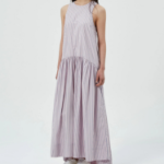 GANNI Overdyed Stripe Cotton Long Dress - Light Pink