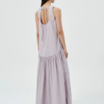 GANNI Overdyed Stripe Cotton Long Dress - Light Pink