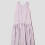GANNI Overdyed Stripe Cotton Long Dress - Light Pink
