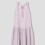 GANNI Overdyed Stripe Cotton Long Dress - Light Pink