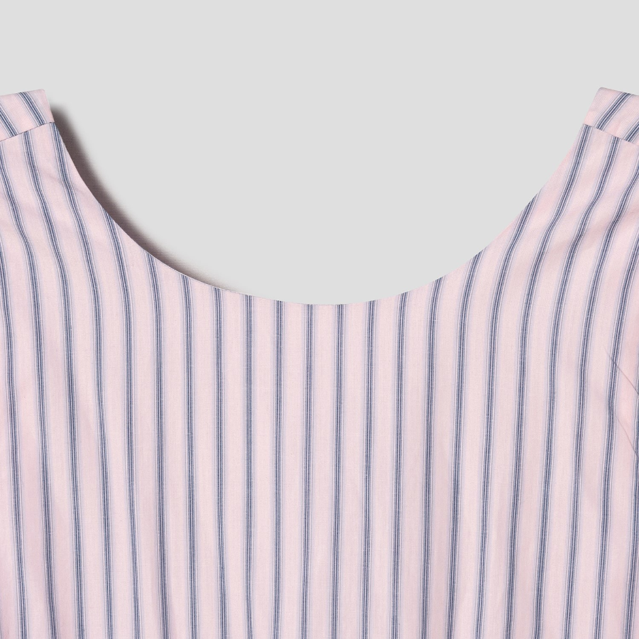 GANNI Overdyed Stripe Cotton Long Dress - Light Pink