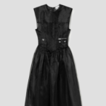 GANNI Technical Organza Corset Midi Dress - Black
