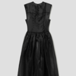 GANNI Technical Organza Corset Midi Dress - Black
