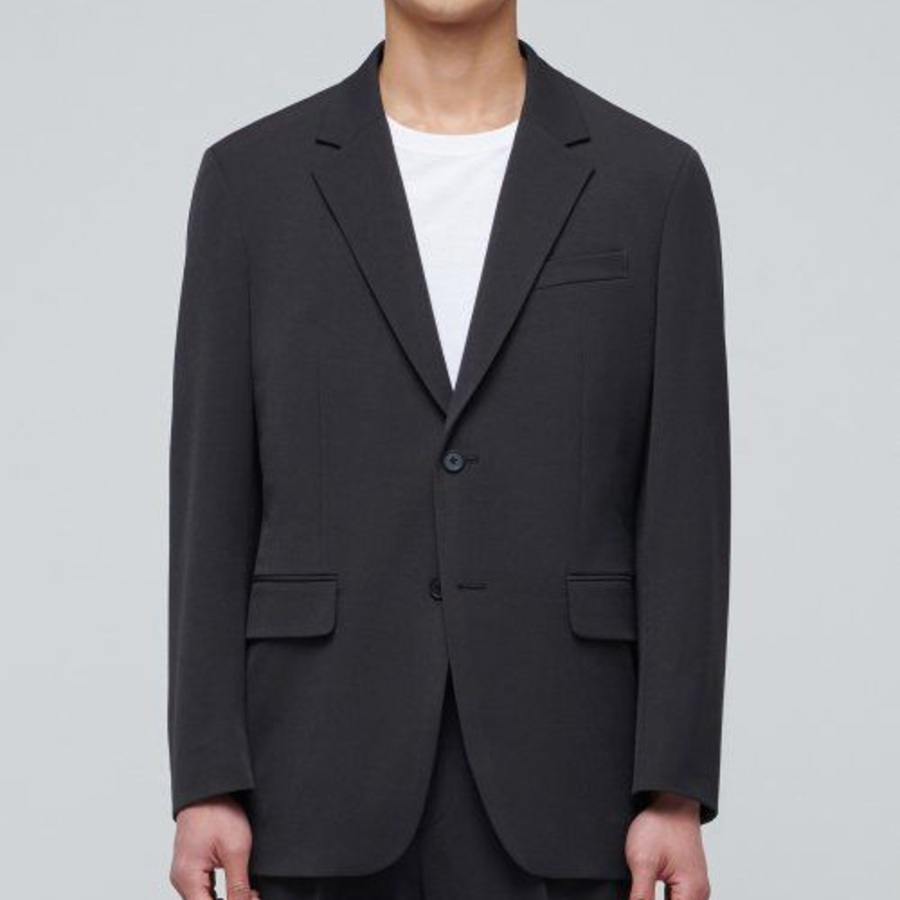Relaxed Basic Blazer — Dark Grey