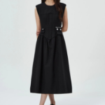 GANNI Heavy Cotton Tailoring Corset Midi Dress - Black