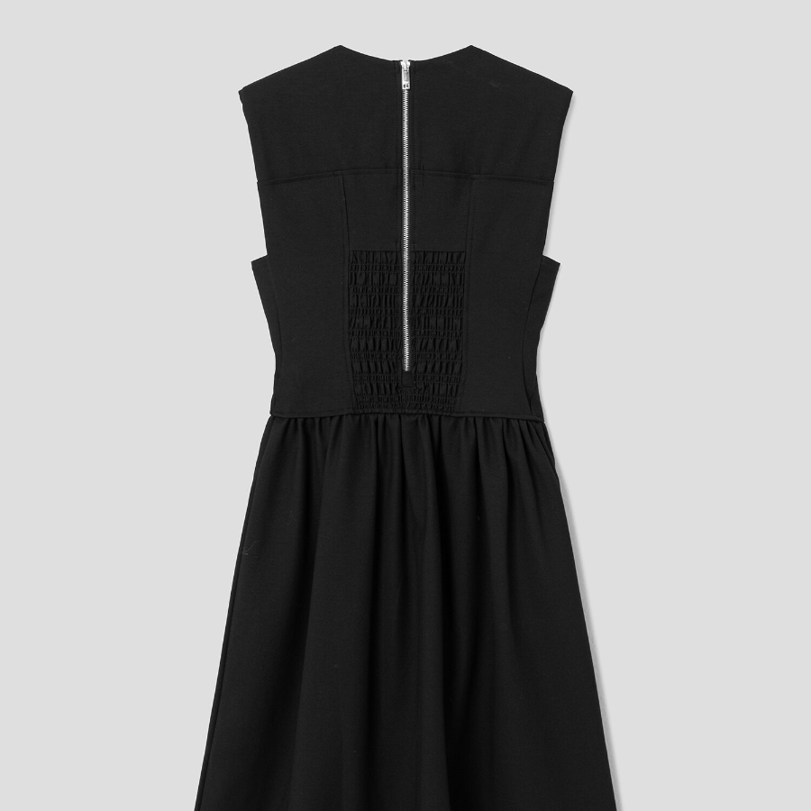 GANNI Heavy Cotton Tailoring Corset Midi Dress - Black