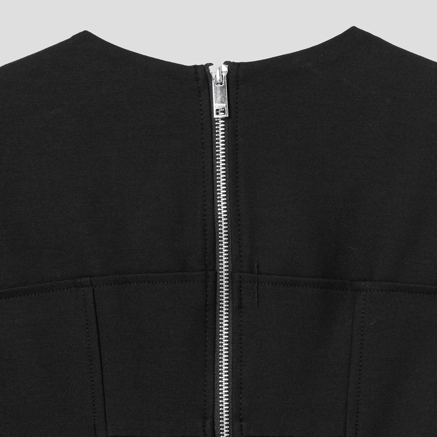 GANNI Heavy Cotton Tailoring Corset Midi Dress - Black