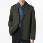 Cotton Herringbone Out Pocket Blazer — Khaki