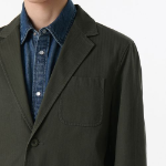 Cotton Herringbone Out Pocket Blazer — Khaki