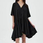 GANNI Fluid Satin Jacquard Oversized Mini Dress - Black