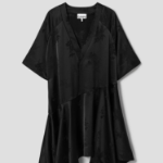 GANNI Fluid Satin Jacquard Oversized Mini Dress - Black