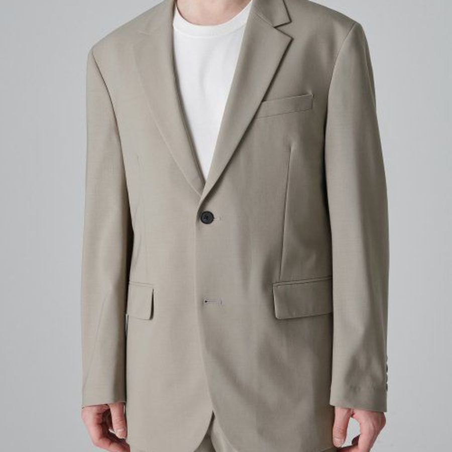 Summer Wool Relaxed Basic Blazer — Light Beige
