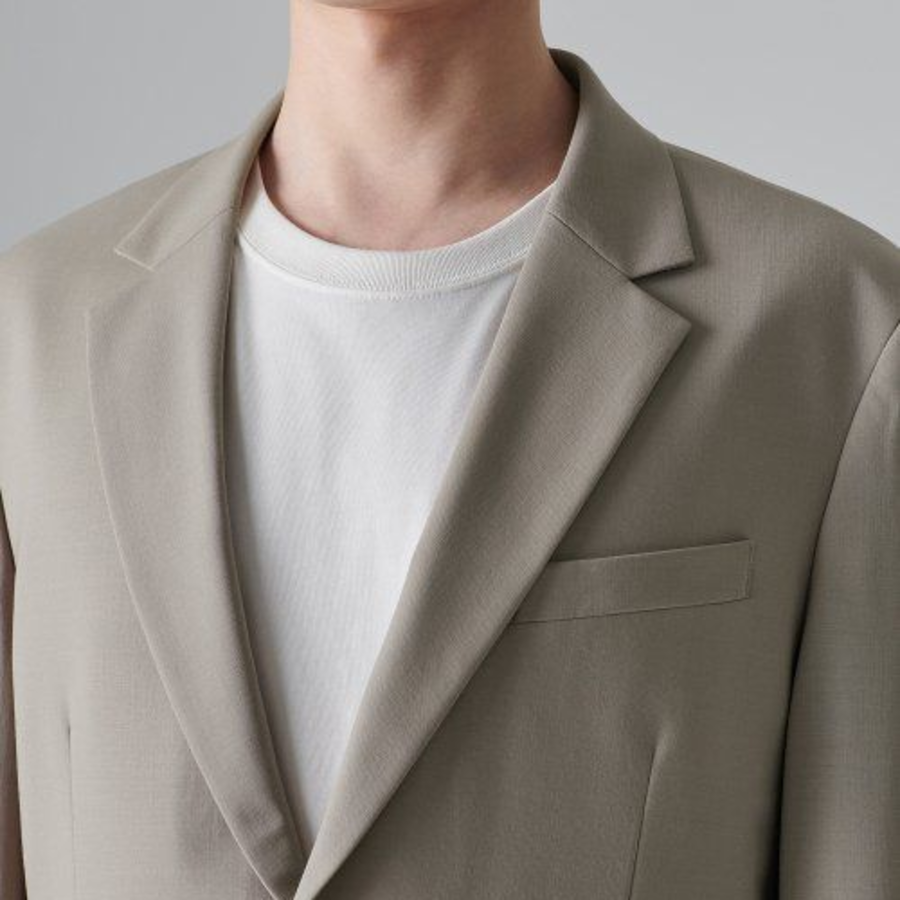 Summer Wool Relaxed Basic Blazer — Light Beige