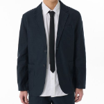 Back Satin Out Pocket Blazer — Navy