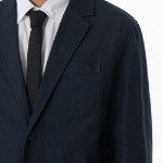 Back Satin Out Pocket Blazer — Navy