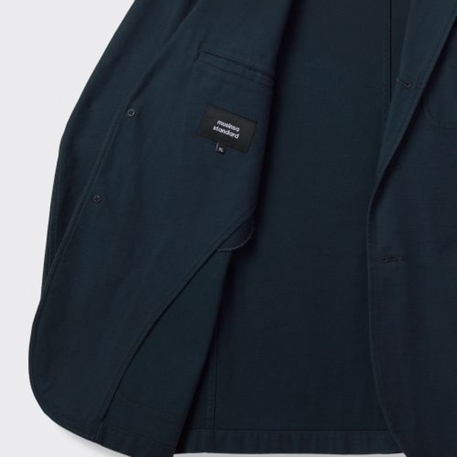 Back Satin Out Pocket Blazer — Navy