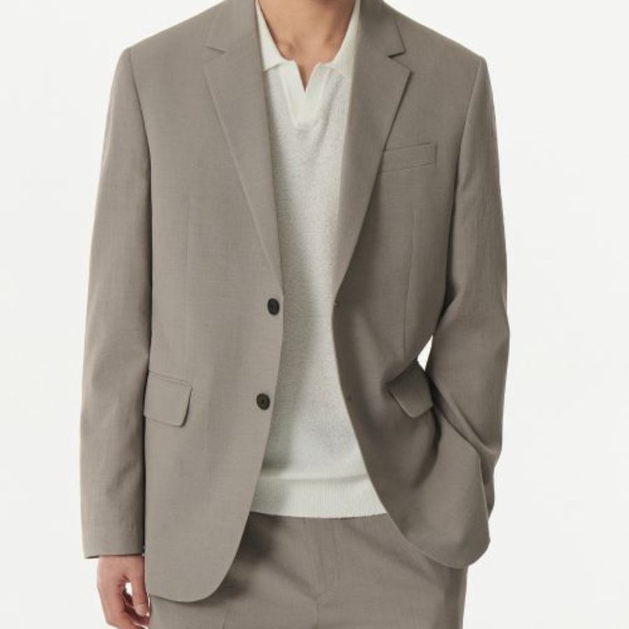 Cool Touch Relaxed Basic Blazer — Greyish Beige