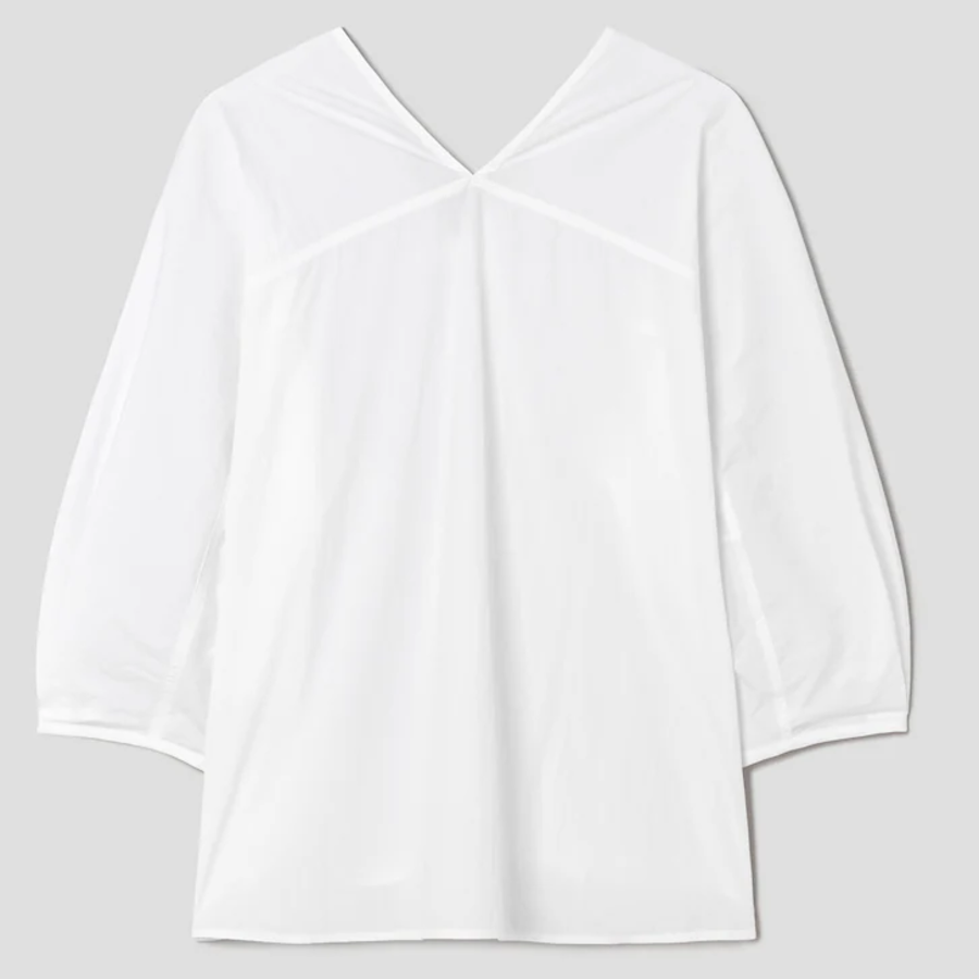 KUHO V-Neck Three-Quarter Sleeve Blouse - White