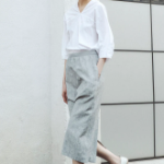 KUHO V-Neck Three-Quarter Sleeve Blouse - White