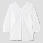 KUHO V-Neck Three-Quarter Sleeve Blouse - White