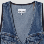 GANNI Light Denim Belt Midi Dress - Blue
