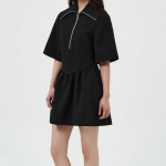 GANNI Bonded Crepe Mini Dress - Black