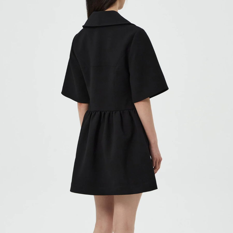 GANNI Bonded Crepe Mini Dress - Black