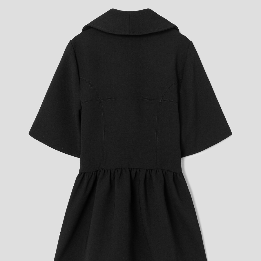 GANNI Bonded Crepe Mini Dress - Black