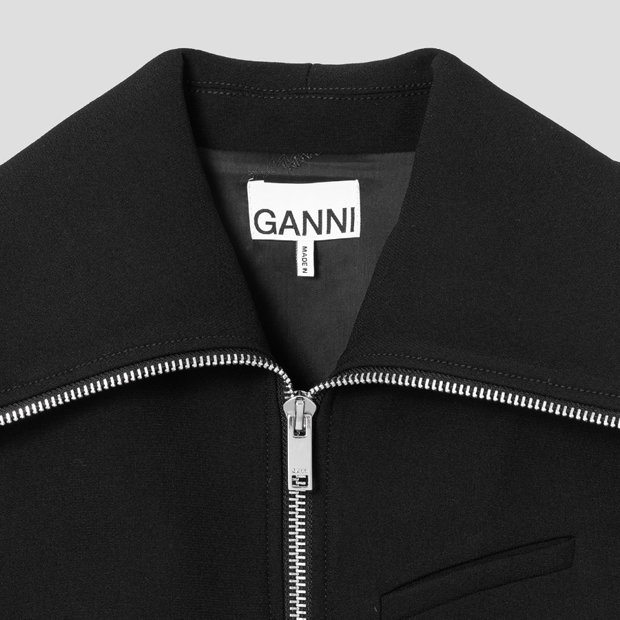 GANNI Bonded Crepe Mini Dress - Black