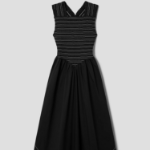 GANNI Washed Stretch Cotton Smock Midi Straps Dress - Black