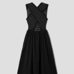 GANNI Washed Stretch Cotton Smock Midi Straps Dress - Black