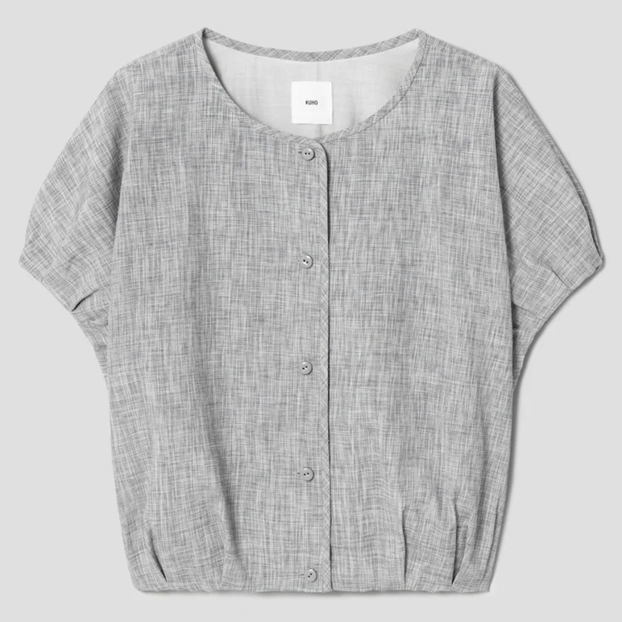 KUHO Volume Fit Short Blouse - Light Grey