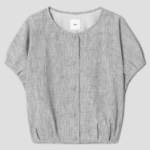 KUHO Volume Fit Short Blouse - Light Grey