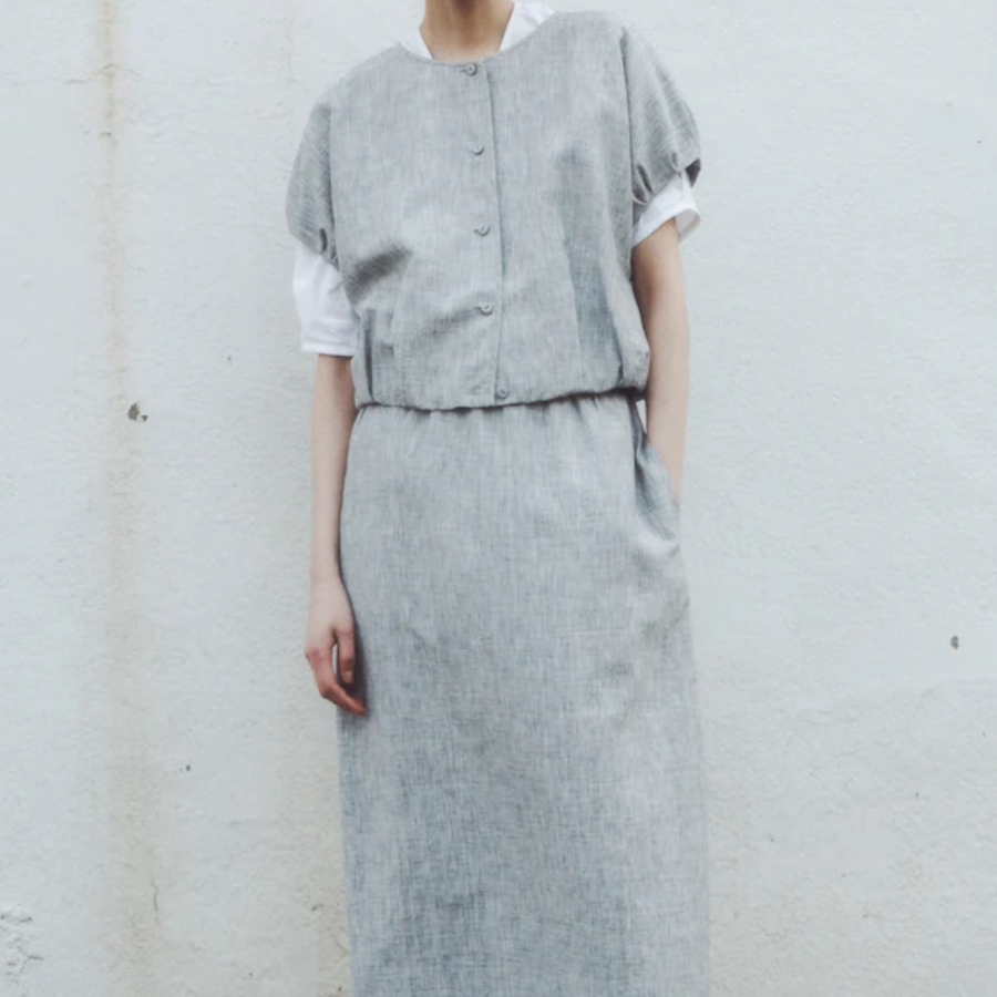 KUHO Volume Fit Short Blouse - Light Grey