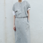 KUHO Volume Fit Short Blouse - Light Grey