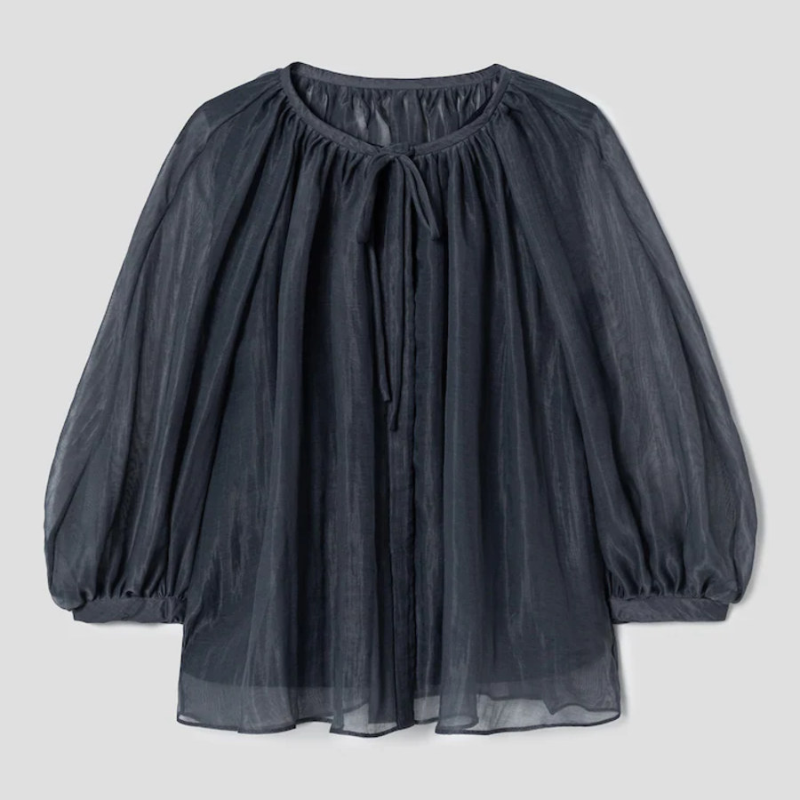 KUHO Open Shirring Blouse - Ash