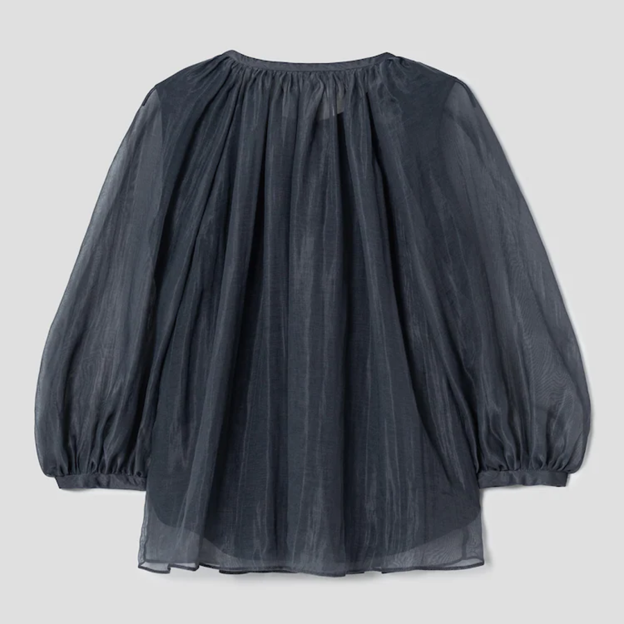 KUHO Open Shirring Blouse - Ash