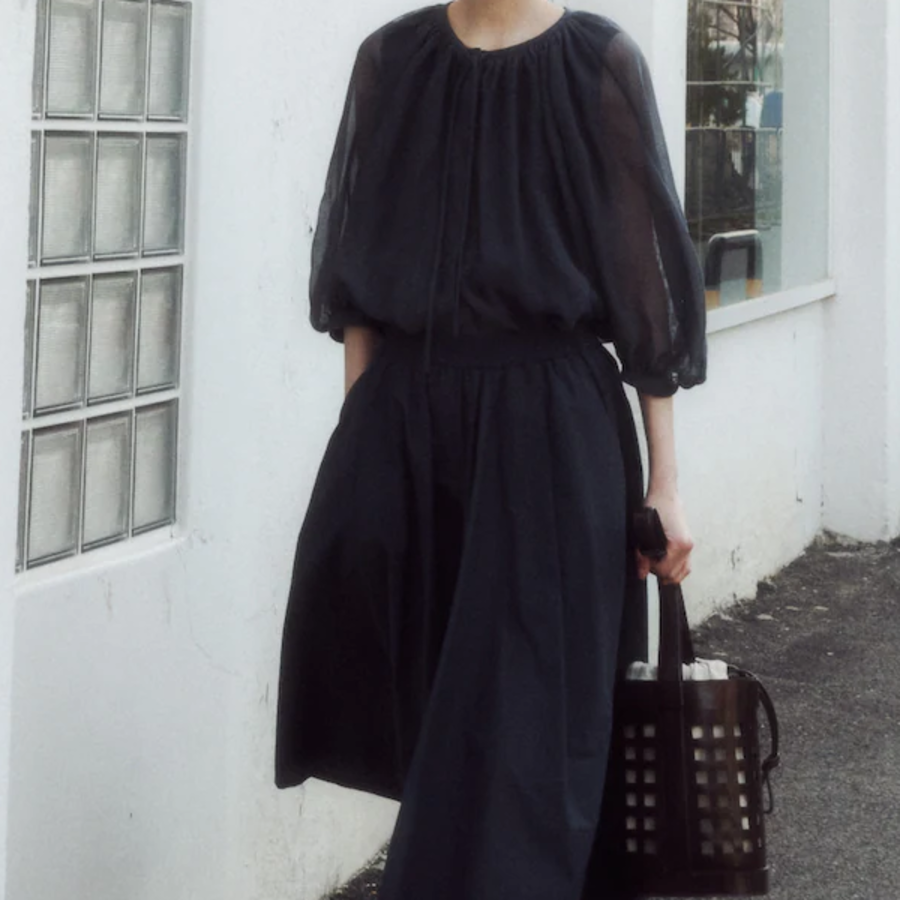 KUHO Open Shirring Blouse - Ash