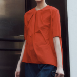 KUHO Round Neck Short-Sleeved Blouse - Red