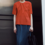 KUHO Round Neck Short-Sleeved Blouse - Red