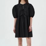 GANNI Cotton Poplin Tie String Mini Dress - Black