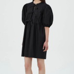 GANNI Cotton Poplin Tie String Mini Dress - Black