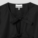 GANNI Cotton Poplin Tie String Mini Dress - Black