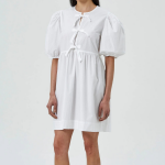 GANNI Cotton Poplin Tie String Mini Dress - Bright White