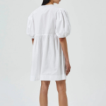 GANNI Cotton Poplin Tie String Mini Dress - Bright White