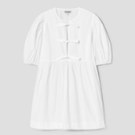 GANNI Cotton Poplin Tie String Mini Dress - Bright White