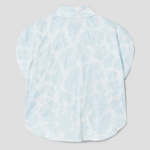 KUHO Volume Fit Collar Neck Print Blouse - Sky Blue