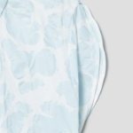 KUHO Volume Fit Collar Neck Print Blouse - Sky Blue